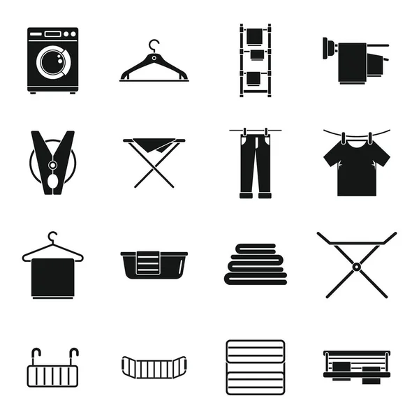 Conjunto de iconos de ropa secadora, estilo simple — Vector de stock