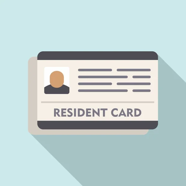 Resident card icoon, platte stijl — Stockvector