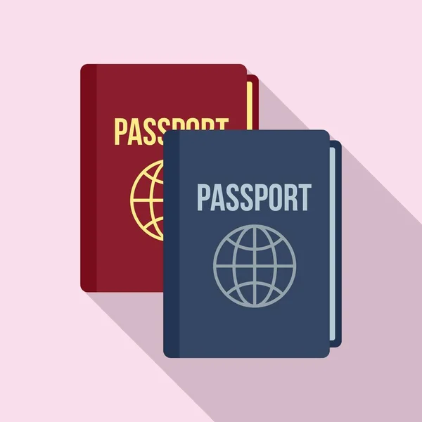 Mezinárodní pas ikona, plochý styl — Stockový vektor