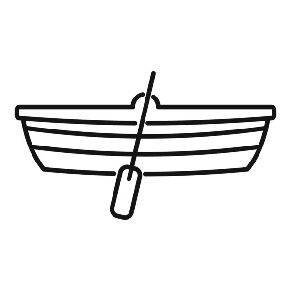 Immigranter trä båt ikon, kontur stil — Stock vektor
