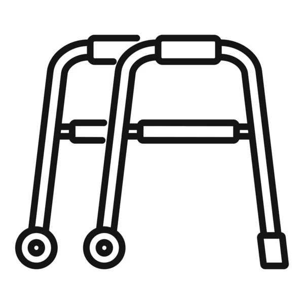 Senior-Rollator-Ikone, Outline-Stil — Stockvektor