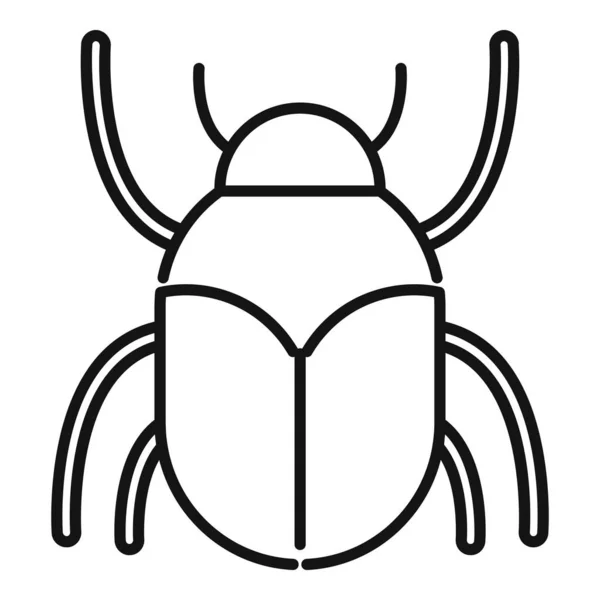 Szkarabeusz bogár rovar ikon, körvonalazott stílus — Stock Vector