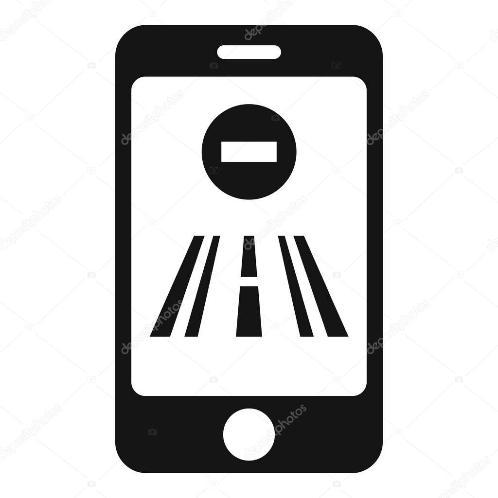 Driving school smartphone icon, simple style
