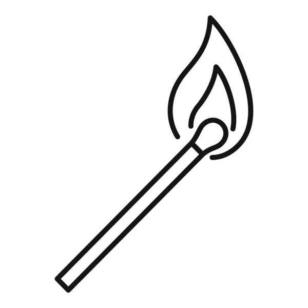 Icône de bâton de match brûlant, style contour — Image vectorielle