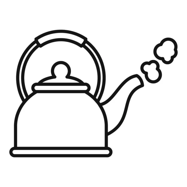 Boiling kettle icon, outline style — Stock Vector