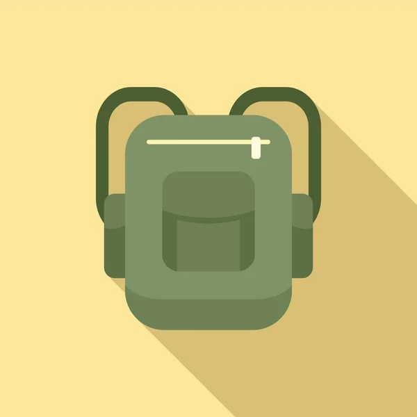 Автостоп икона рюкзак, плоский стиль — стоковый вектор
