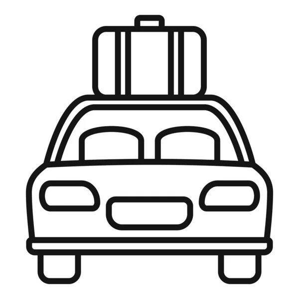 Hitchhiking family car icon, outline style — Stock Vector