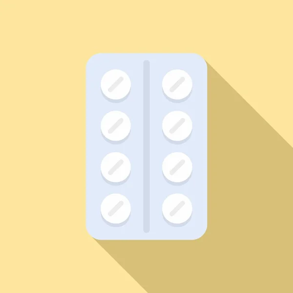 Blistr pilulky ikona, plochý styl — Stockový vektor