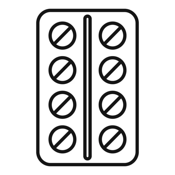 Blister pillen pictogram, omtrek stijl — Stockvector