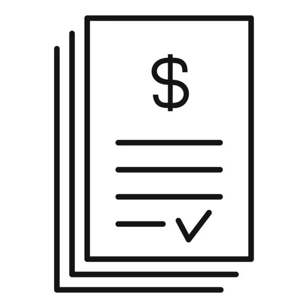 Goedgekeurd geld papier pictogram, omtrek stijl — Stockvector