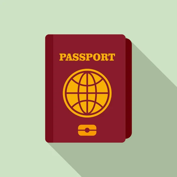 Ícone de passaporte de viagem, estilo plano — Vetor de Stock