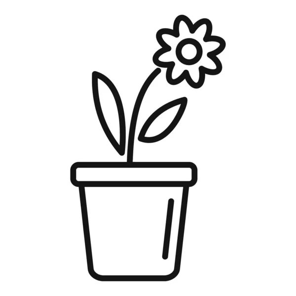 Ikona kwiatowa doniczki, szkic stylu — Wektor stockowy