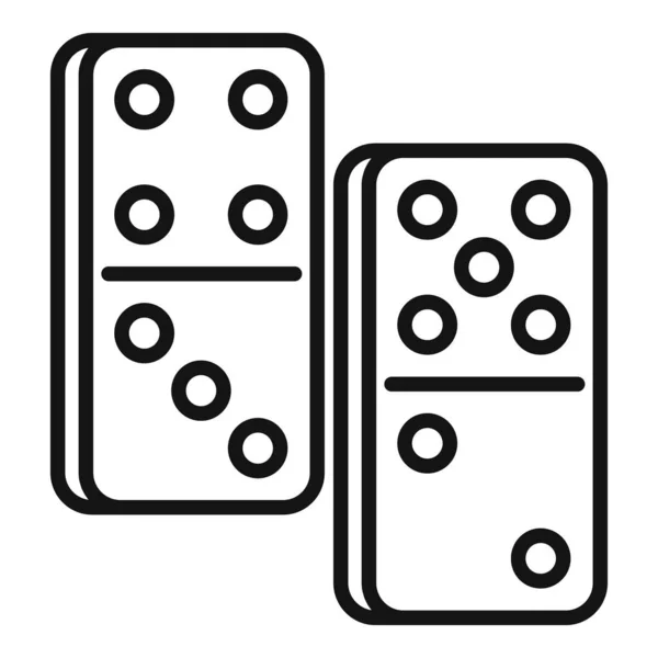 Dominospiel-Ikone, Umriss-Stil — Stockvektor
