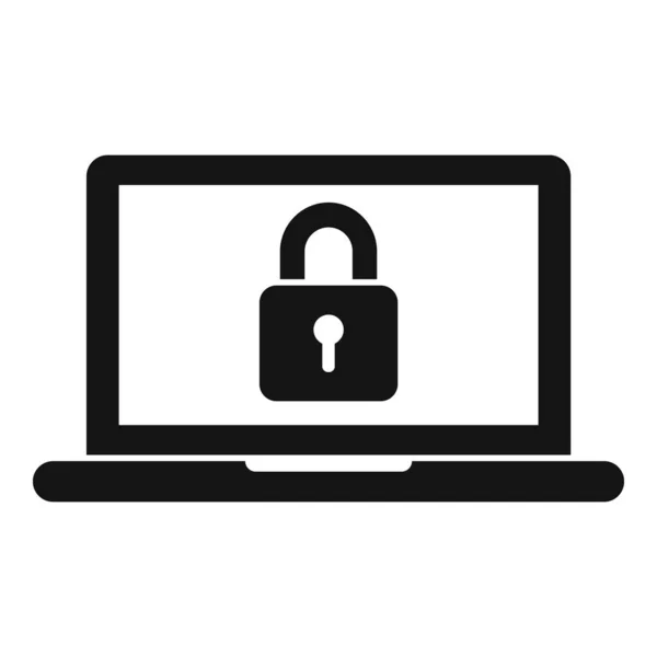 セキュリティサービスノートパソコンのアイコン、シンプルなスタイル — ストックベクタ