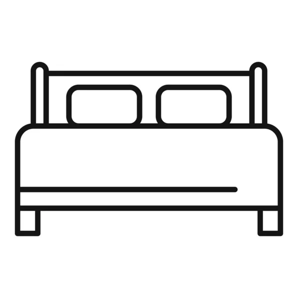 Cómodo icono de la cama para dormir, estilo de contorno — Vector de stock