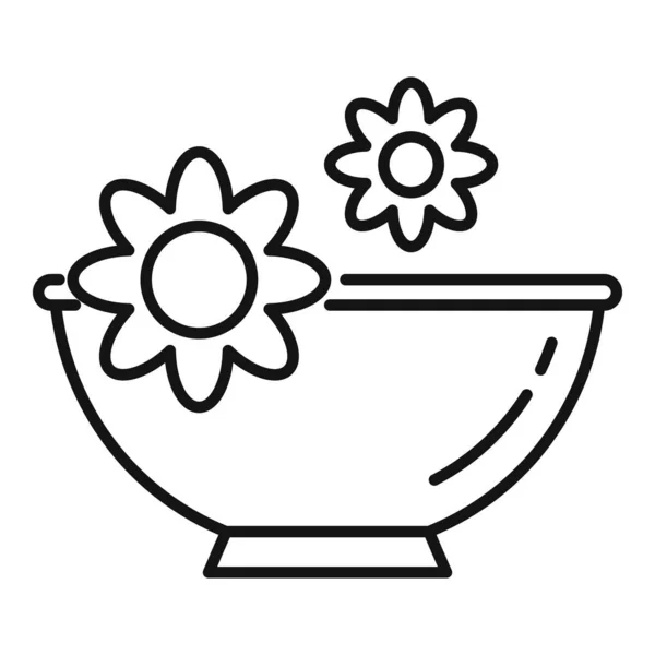 Óleos essenciais ícone tigela flor, estilo esboço — Vetor de Stock