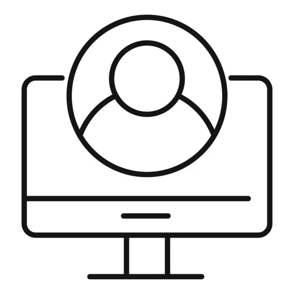 Bureau à domicile icône avatar, style contour — Image vectorielle