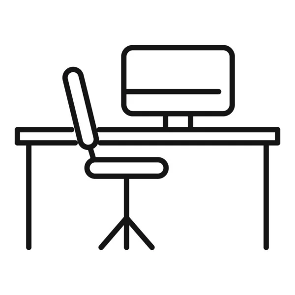 Icône mobilier de bureau à domicile, style contour — Image vectorielle