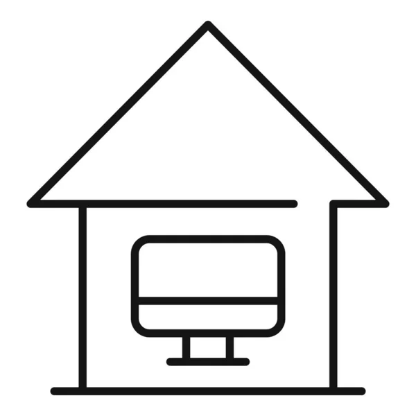Domácí kancelář sociální ikona, obrys styl — Stockový vektor