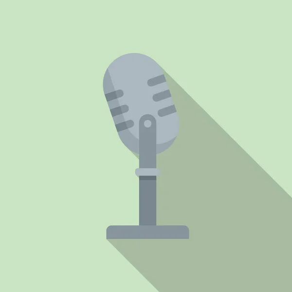 Ícone de podcast de microfone de estúdio, estilo plano — Vetor de Stock