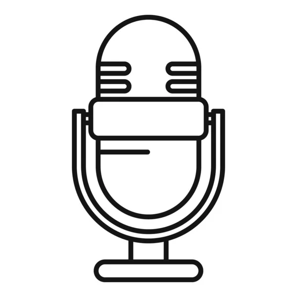 Podcast maison icône de microphone, style contour — Image vectorielle