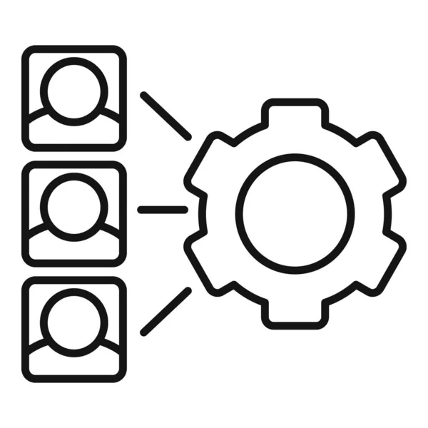 Outsource gear system icon, outline style — Stock Vector