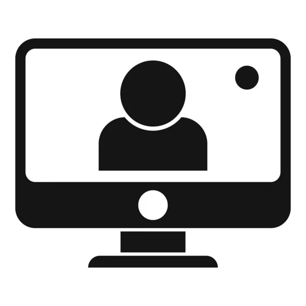 Icône d'appel vidéo de réunion, style simple — Image vectorielle