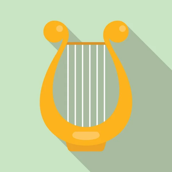 竖琴音乐图标,扁平风格 — 图库矢量图片