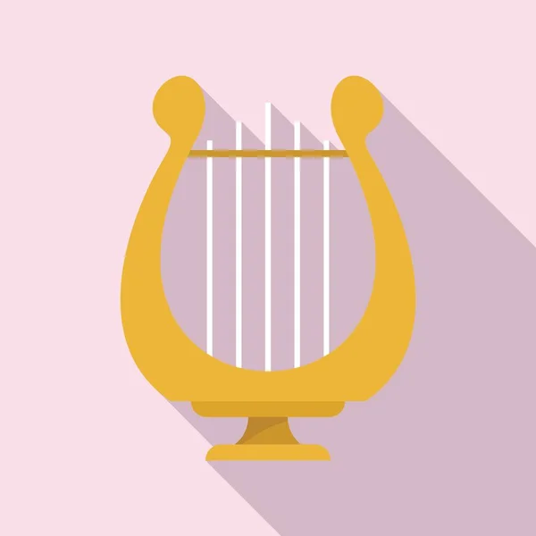 Ícone de lira de harpa, estilo plano —  Vetores de Stock