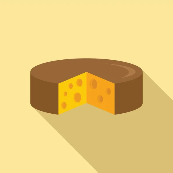 Icono de rueda de queso, estilo plano — Vector de stock