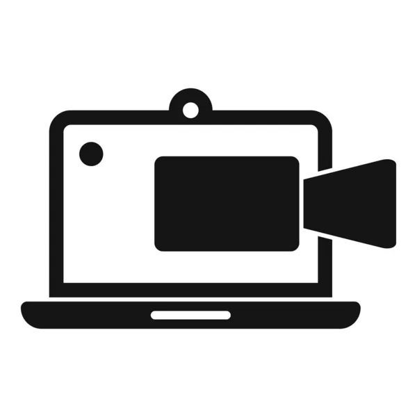 Ordinateur portable icône de réunion en ligne, style simple — Image vectorielle