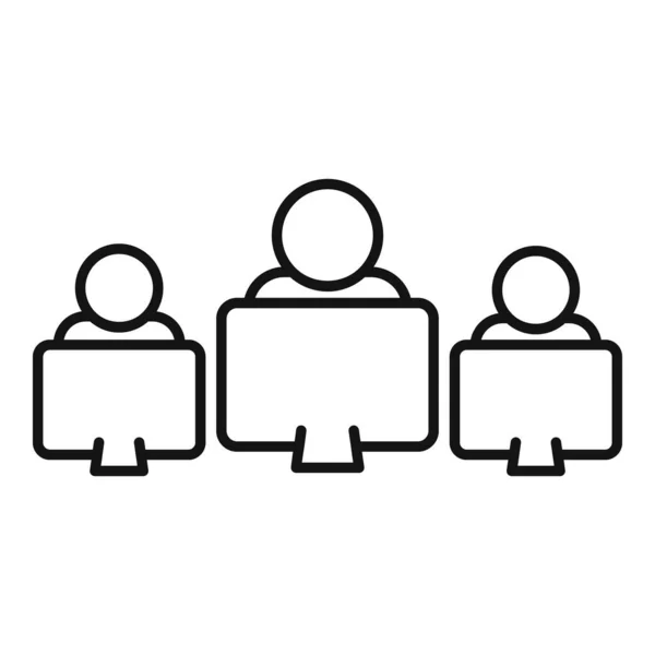 Groupe réunion en ligne icône, style contour — Image vectorielle
