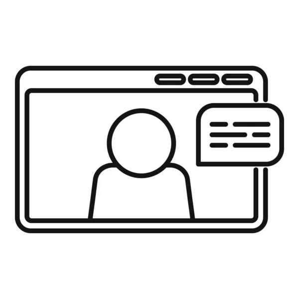 Chat icône de réunion en ligne, style contour — Image vectorielle