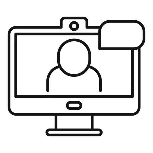 Hd icône de réunion en ligne, style de contour — Image vectorielle
