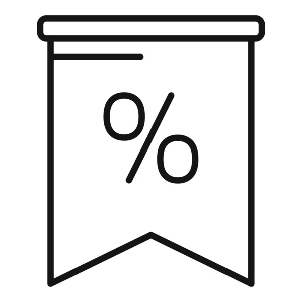 Percentuale di vendita bandiera icona, stile contorno — Vettoriale Stock