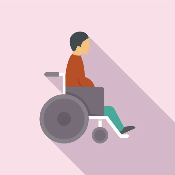 Homme en fauteuil roulant icône, style plat — Image vectorielle