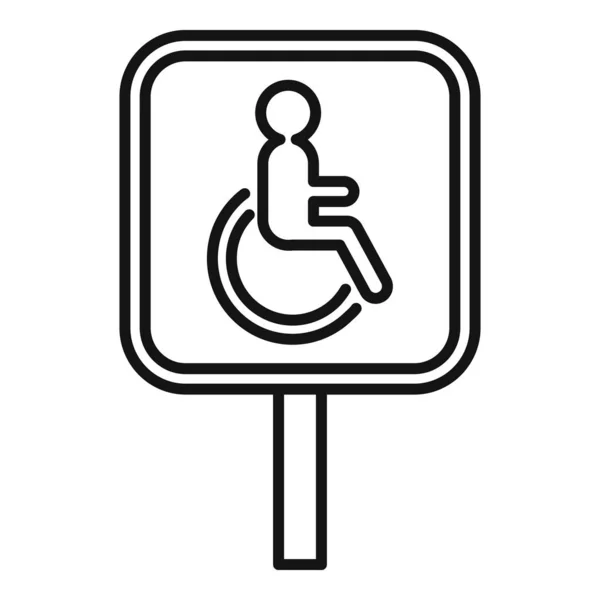 Icône de signalisation pour handicapés, style contour — Image vectorielle