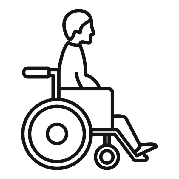 Man in wheelchair icon, outline style — Stock Vector