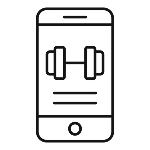 Icône de l'application de téléphone d'entraînement à domicile, style contour — Image vectorielle