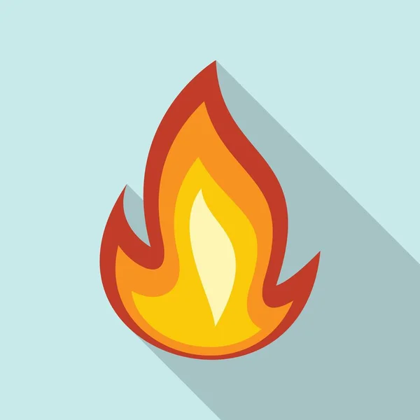 Fuego llama caliente icono, estilo plano — Vector de stock