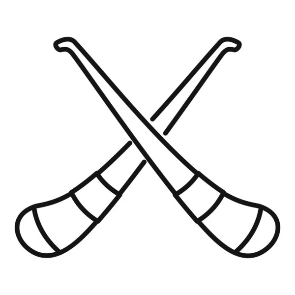 Hurling keresztbe rúd ikon, körvonalazott stílus — Stock Vector