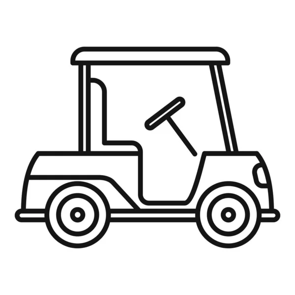 高尔夫球车购物袋图标,轮廓风格 — 图库矢量图片