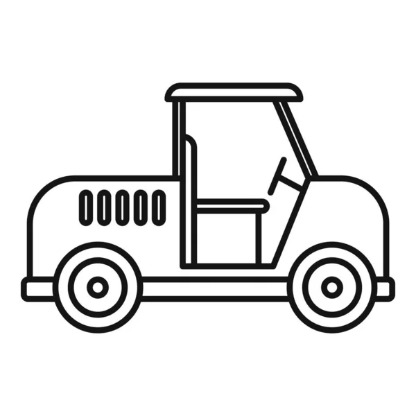 Golf cart icona della macchina, stile contorno — Vettoriale Stock