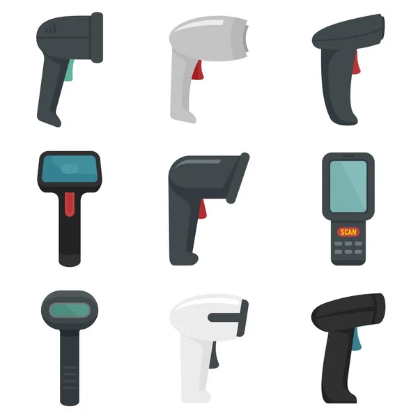 Barcode scanner icons set flat vector isolated — Stock Vector