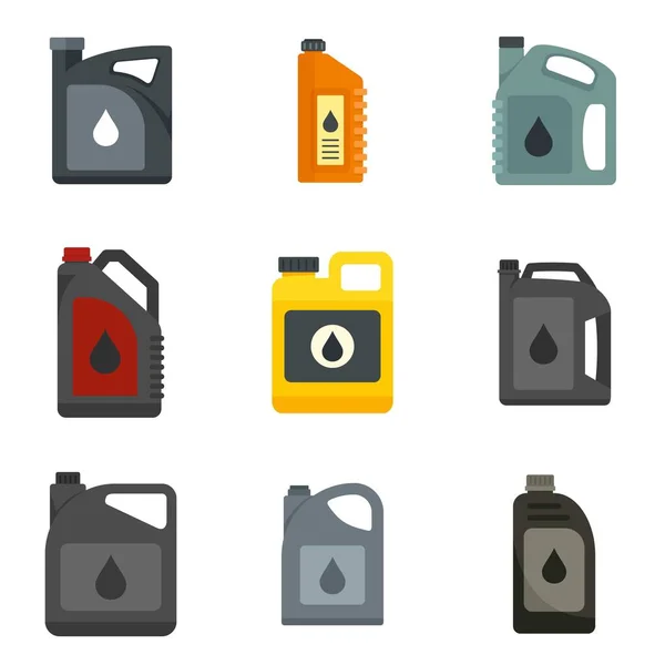 Motor oil icons set flat vector isolated — Stock Vector