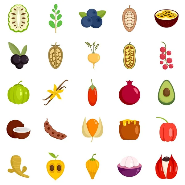 Superfood iconos conjunto de vector plano aislado — Archivo Imágenes Vectoriales