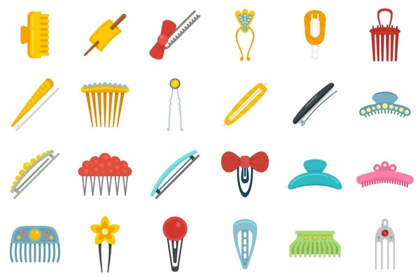 Conjunto de iconos de Barrette vector plano aislado — Vector de stock