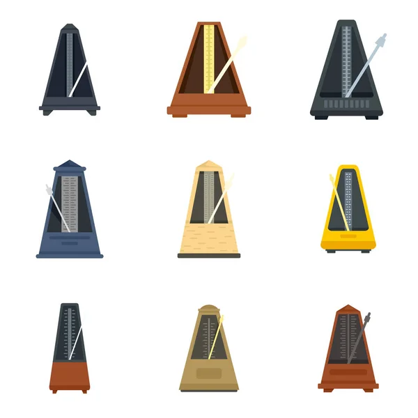 Metronome icons set flat vector isolated — Stock Vector