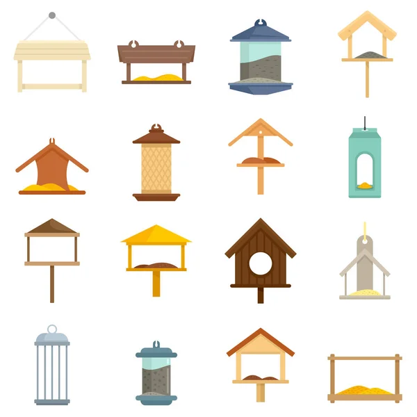 Conjunto de iconos de alimentadores de aves vector plano aislado — Vector de stock