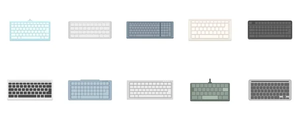 Ícones de teclado conjunto vetor plano isolado —  Vetores de Stock
